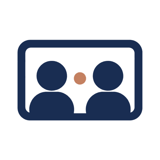 Two people talking across a screen