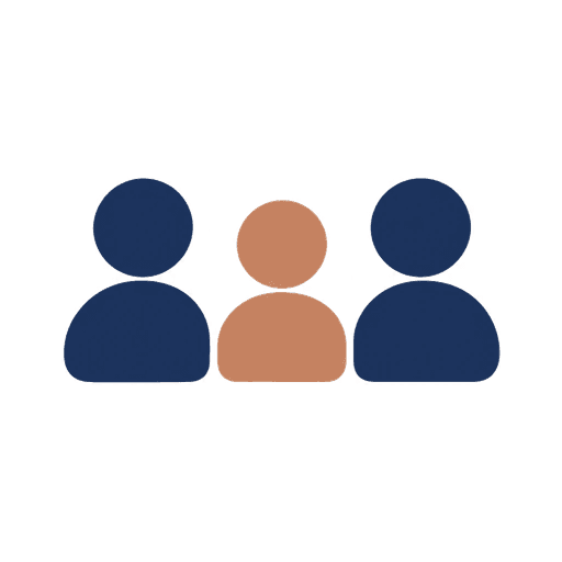 Two people with a neutral third between them