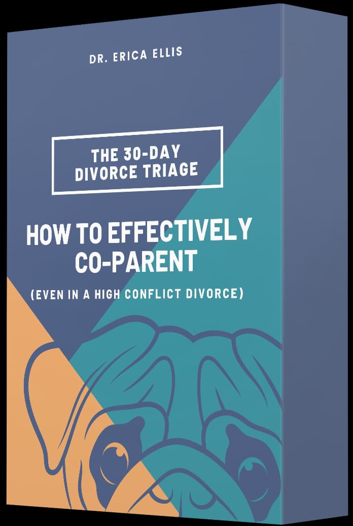 The 30-Day Divorce Triage program box by Dr. Erica Ellis